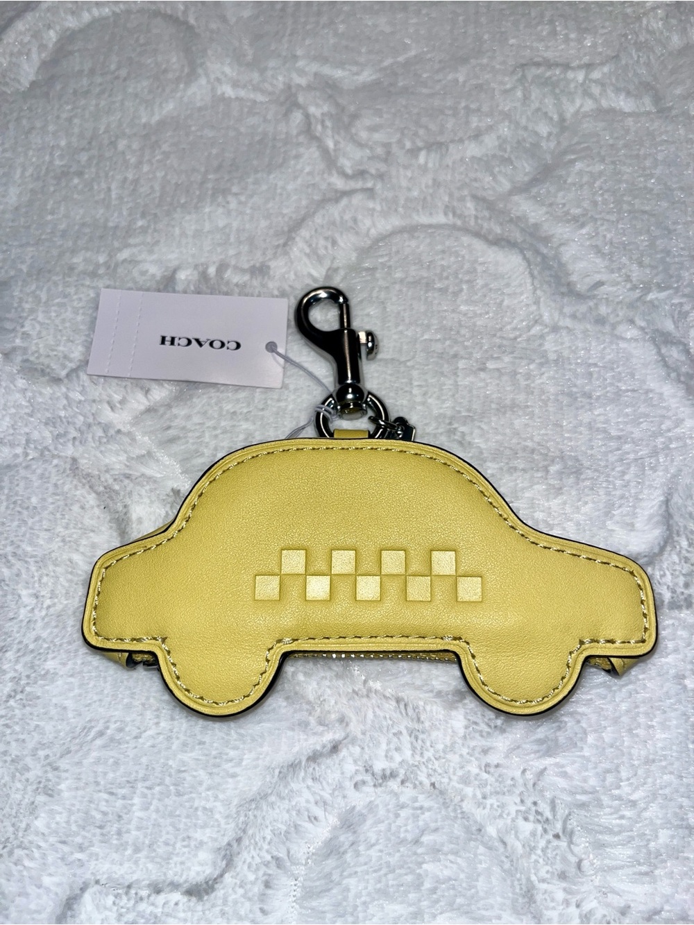 Coach NWT! Yellow Taxi Car Leather Coin Purse Bag Charm Key Chain - Picture 6 of 13